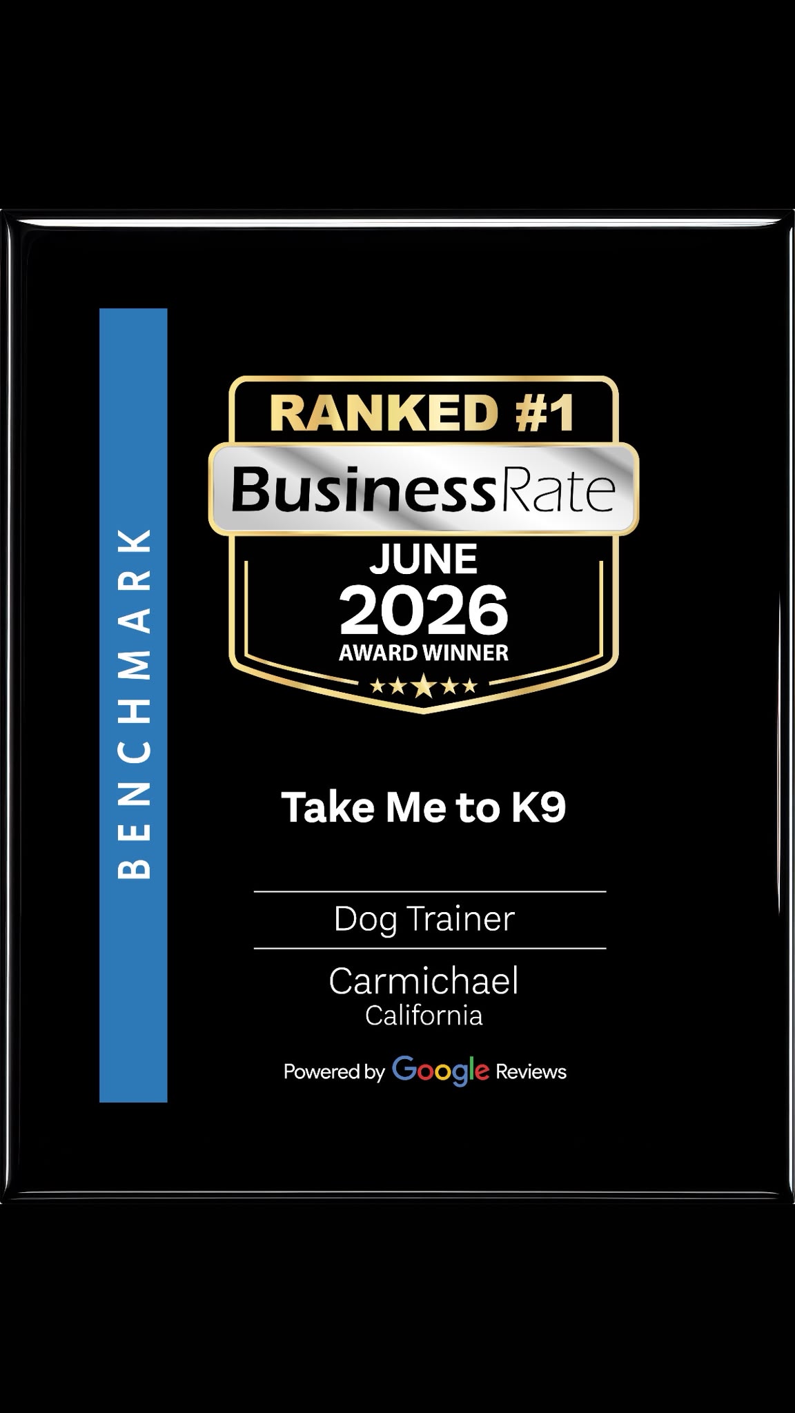 BusinessRate Ranked #1 June 2026 Award — Take Me to K9