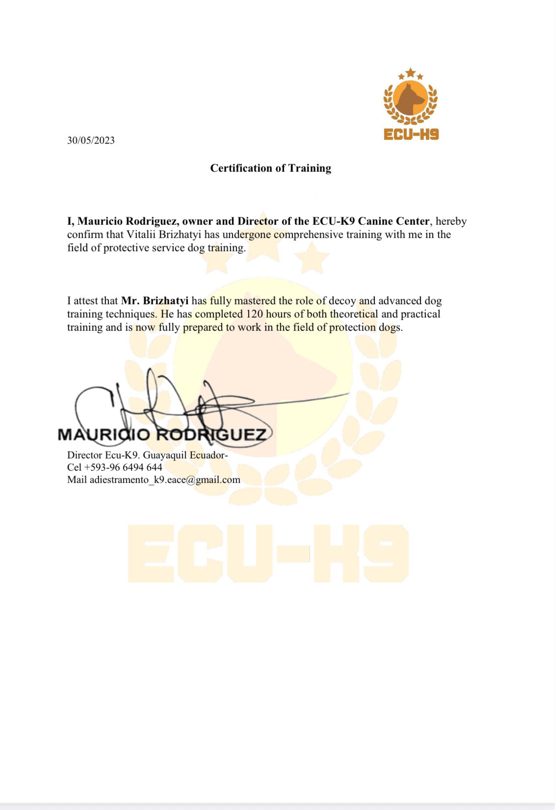 Certificate — Canine Behavioral Psychology